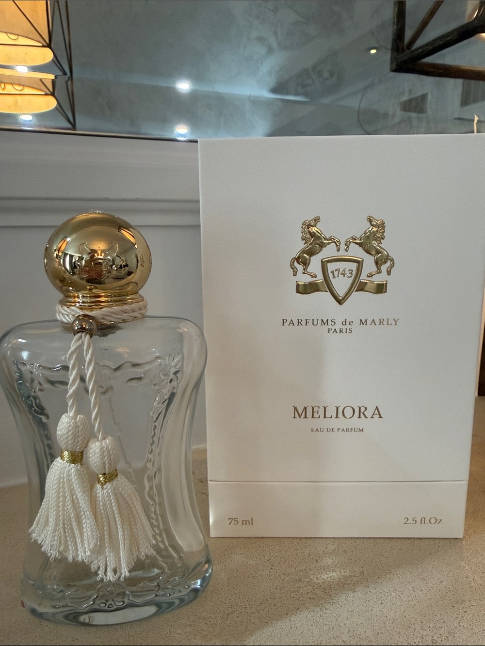 EMPTY BOTTLE/BOX Parfums de Marly Meliora Eau de Parfum - White & Gold Bottle
